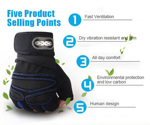 Men's Gym Gloves Half Finger Cycling Gloves for Pro Fitness Weight Lifting